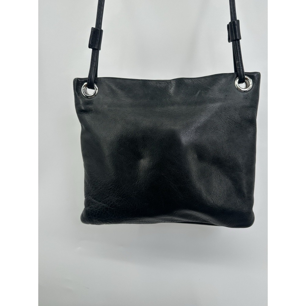 MARGOT New‎ York Black Leather Slim Small Crossbody Bag Zipper Purse 9x8" - Picture 5 of 14